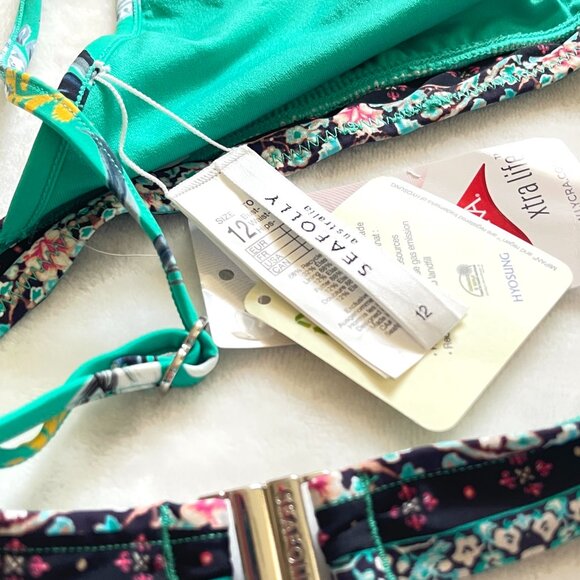 NWT Seafolly Australia Tassel floral recycled nylon bikini swim top 8 - Picture 8 of 16